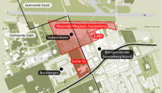 Kaart met daarop Woonwijk vliegbasis Soesterberg, Sortie 16, ELMA en omgeving.