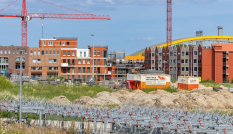 Foto woningbouw hijskranen