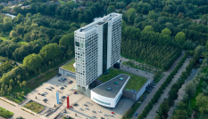 Luchtfoto van het provinciehuis Utrecht