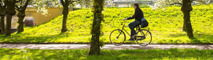 man fiets in park