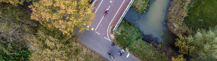 Luchtfoto fietspad Zandlaan-Bolognalaan 