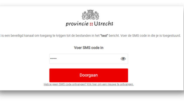 Screenshot invoeren sms-code