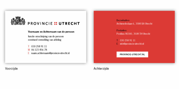 Visitekaartje provincie Utrecht (huisstijl)