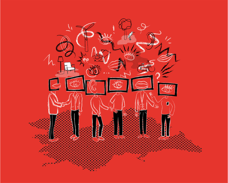 illustratie met getekende figuren