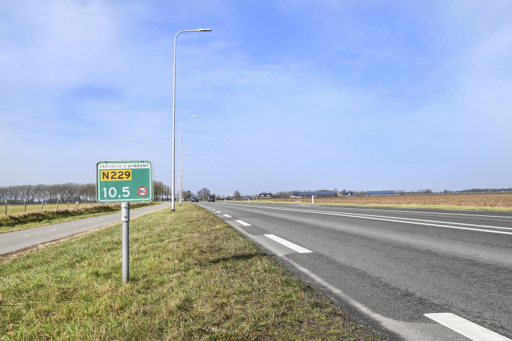 Hectometerpaaltje langs provinciale weg N229 Bunnik