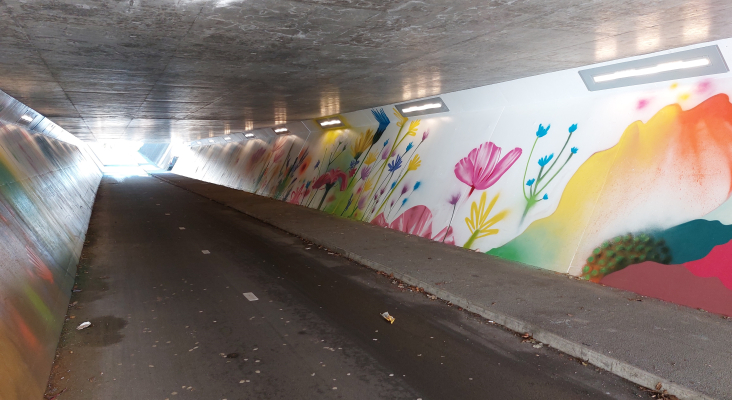 Opgeknapte fietstunnel onder de N229 in Cothen