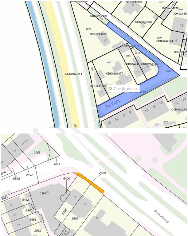 Grond nabij De Vork bij Odijk en een perceel grond nabij Stationsweg in Bunnik