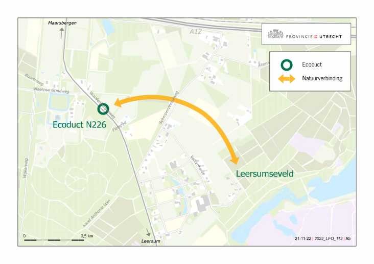 Kaart natuurverbinding ecoduct N226-Leersumse Veld