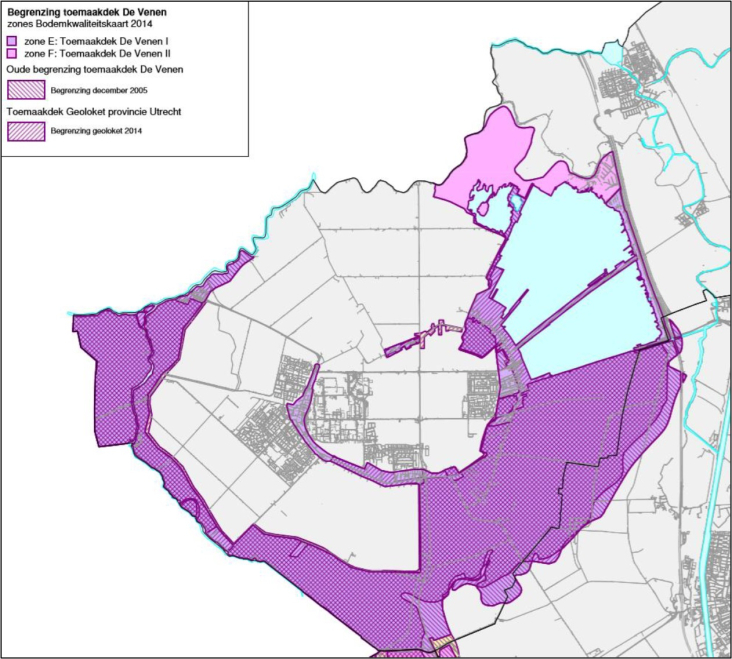 Kaart die laat zien waar het toemaakdek in gemeente De Ronde Venen ligt