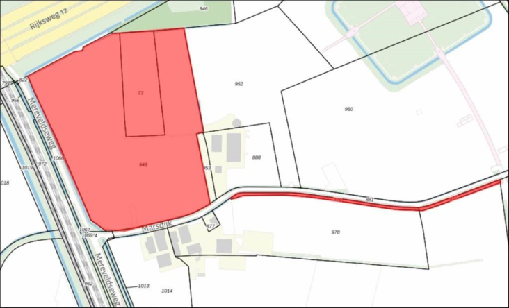 kaart verkoop grond Marsdijk in Bunnik