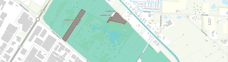 Kaart voorgenomen verkoop van 3 natuurpercelen gelegen in Natura 2000-gebied te Veenendaal