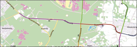 Kaart N224 Zeist en Woudenberg, traject 33 en 34