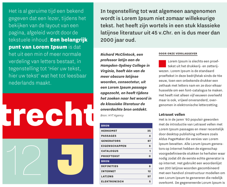 opgemaakte lorem ipsum-tekst in de nieuwe huisstijlletter