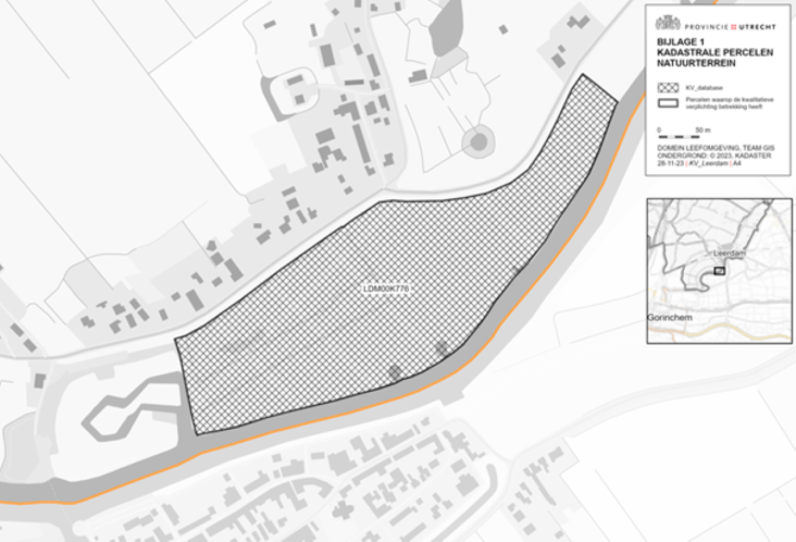 Kaart t.b.v. voorgenomen verkoop grond Lingedijk in Leerdam