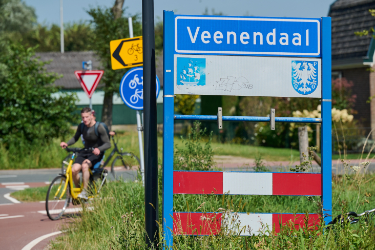 Veenendaal fietser bord