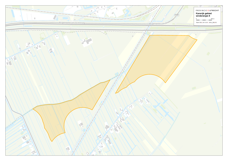 Kaart met daarin aangegeven het kansrijke windgebied op de grens van Montfoort en Oudewater
