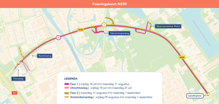 Faseringskaart N230 groot onderhoud 2025