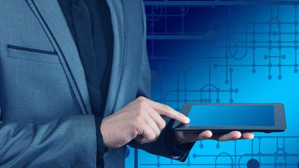 man met tablet in hand