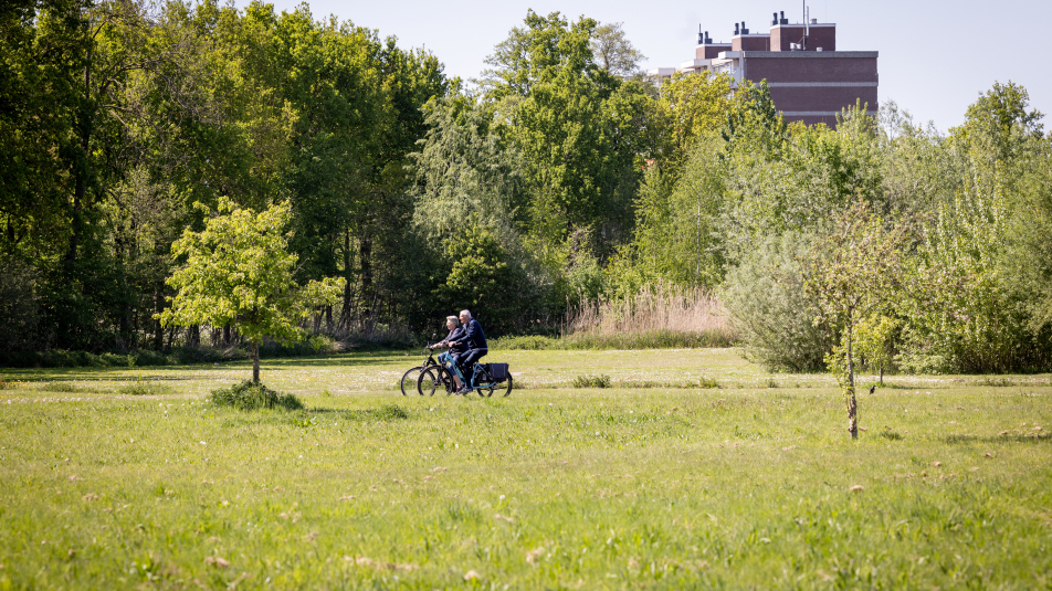 Fietsers in natuurgebied De Schammer