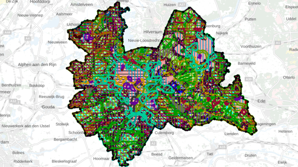 Kaart van de provincie Utrecht met alle regels van de interim omgevingsverordening